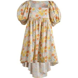 Maisonette Kamala Dress Wild Poppy Flowers floral print bow babydoll puff sleeve